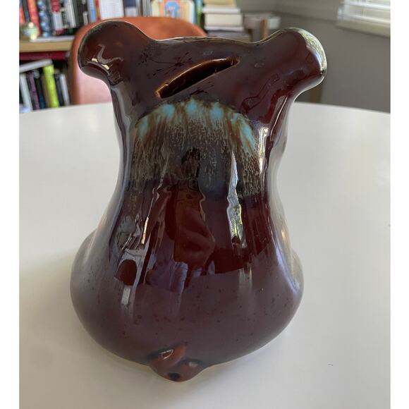 Vintage Hull Pottery Piggy Bank - Brown and Blue Glaze - Excellent Condition - Picture 6 of 7